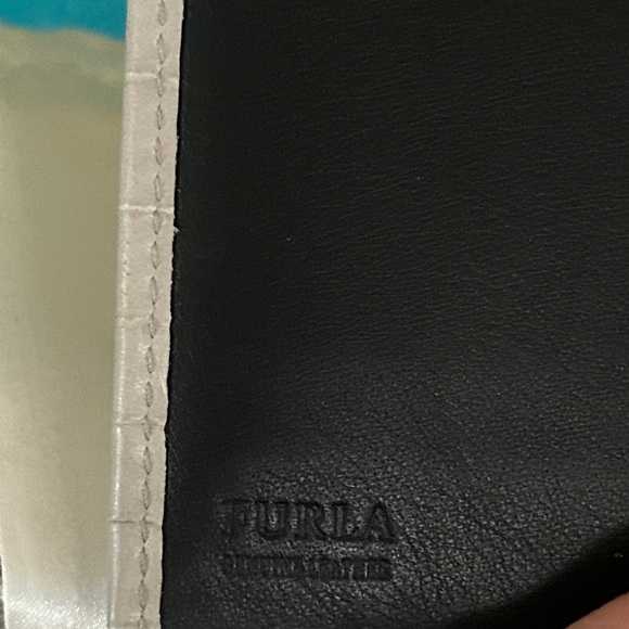 FURLA Light Gray Croc-Embossed Wallet With Dust Bag NWT - Picture 7 of 12